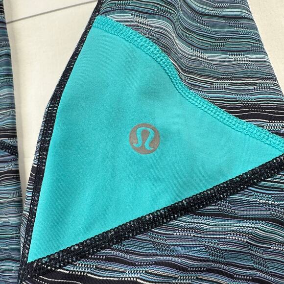 Lululemon Leggings Womens 4 Blue Pace Rival Space Dye Twist Cropped Gym Run Yoga - Picture 4 of 10